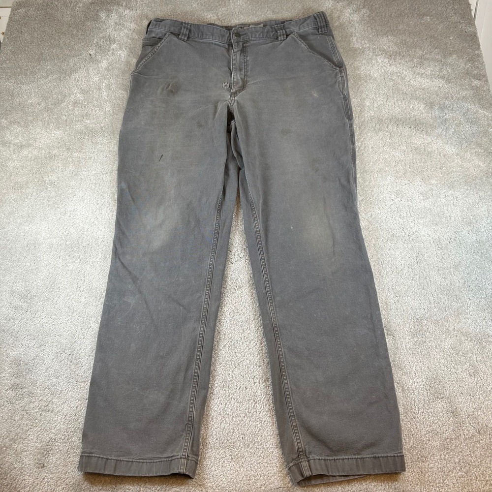 Carhartt Relaxed Fit Rugged Flex Pants Mens 36x34 Grey Carpenter Workwear 102291